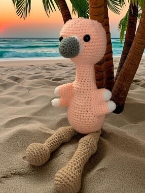 Handmade Crochet Pink Flamingo Amigurumi